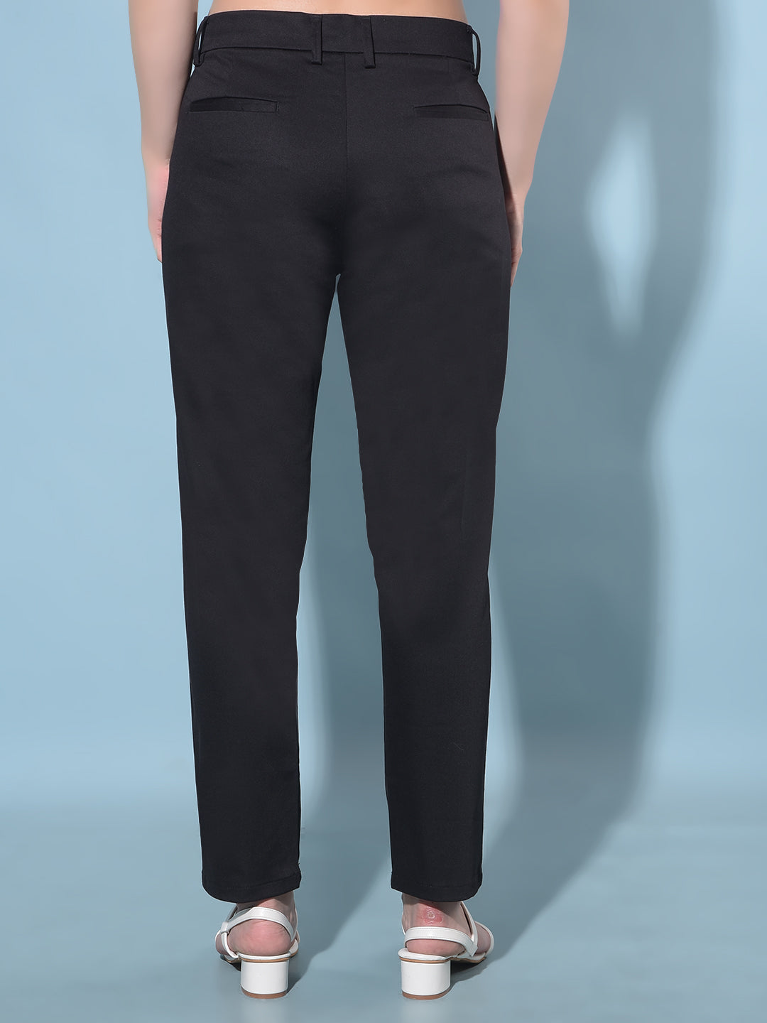 Black Stretchable Trousers-Women Trousers-Crimsoune Club