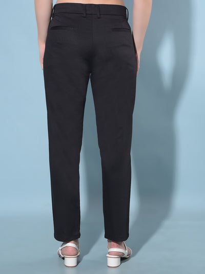 Black Stretchable Trousers-Women Trousers-Crimsoune Club