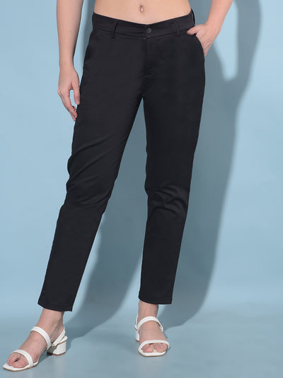 Black Stretchable Trousers-Women Trousers-Crimsoune Club