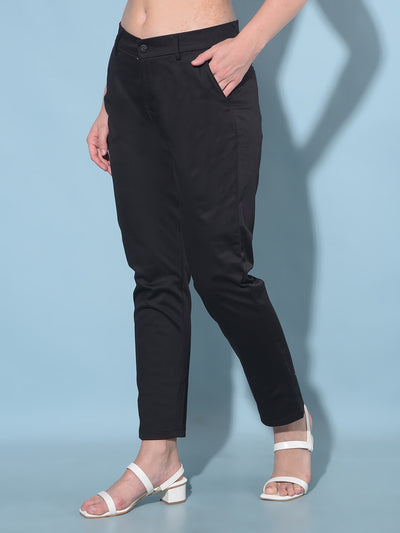 Black Stretchable Trousers-Women Trousers-Crimsoune Club