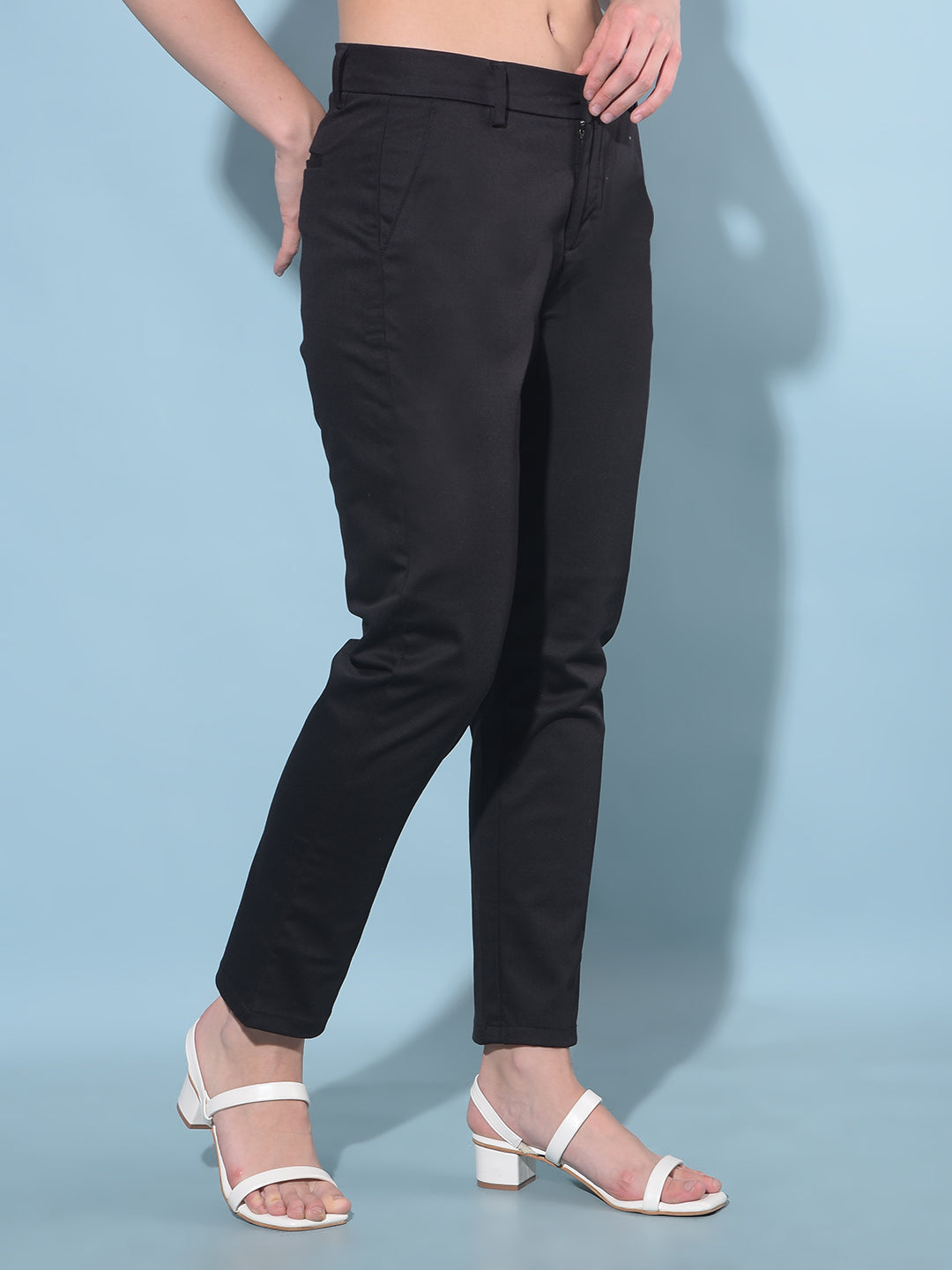 Black Stretchable Trousers-Women Trousers-Crimsoune Club
