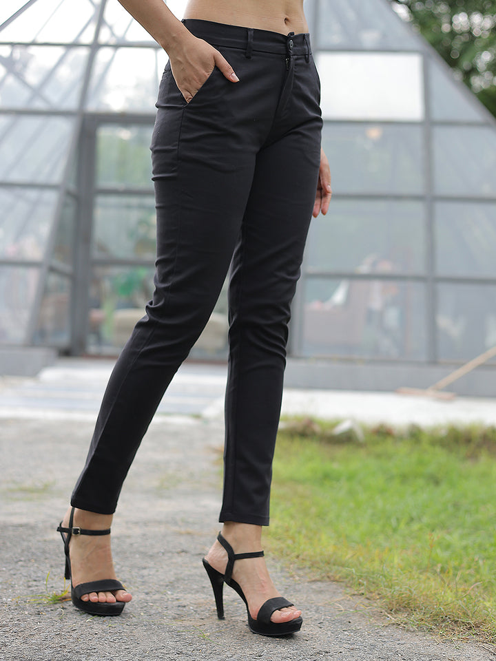 Classic Black Trousers-Women Trousers-Crimsoune Club