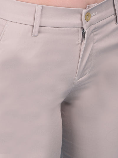 Beige Slim Trousers-Women Trousers-Crimsoune Club