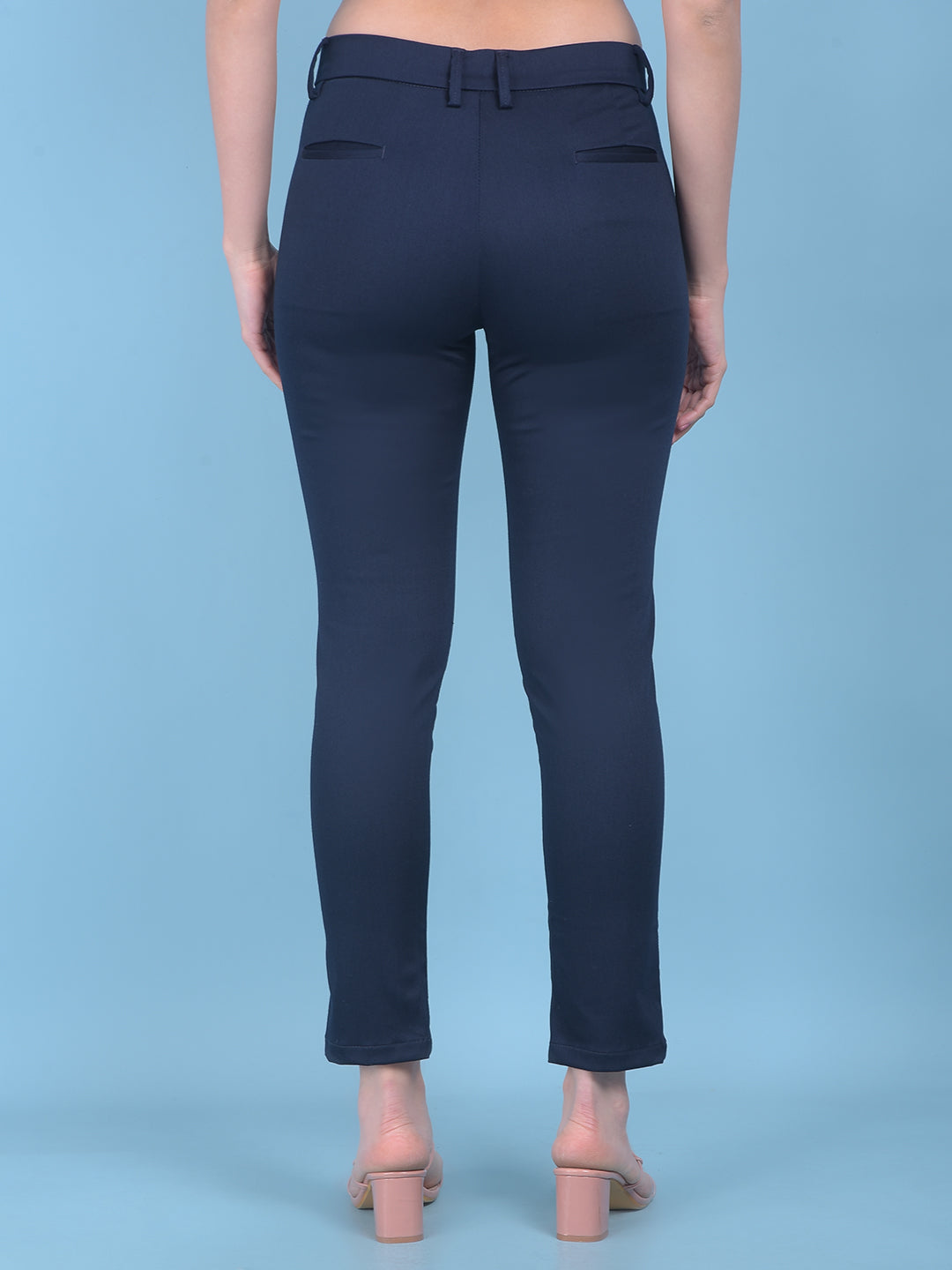 Navy Blue Trousers-Women Trousers-Crimsoune Club