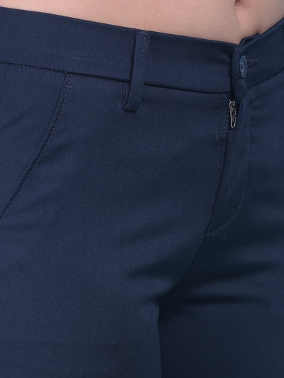 Navy Blue Trousers-Women Trousers-Crimsoune Club