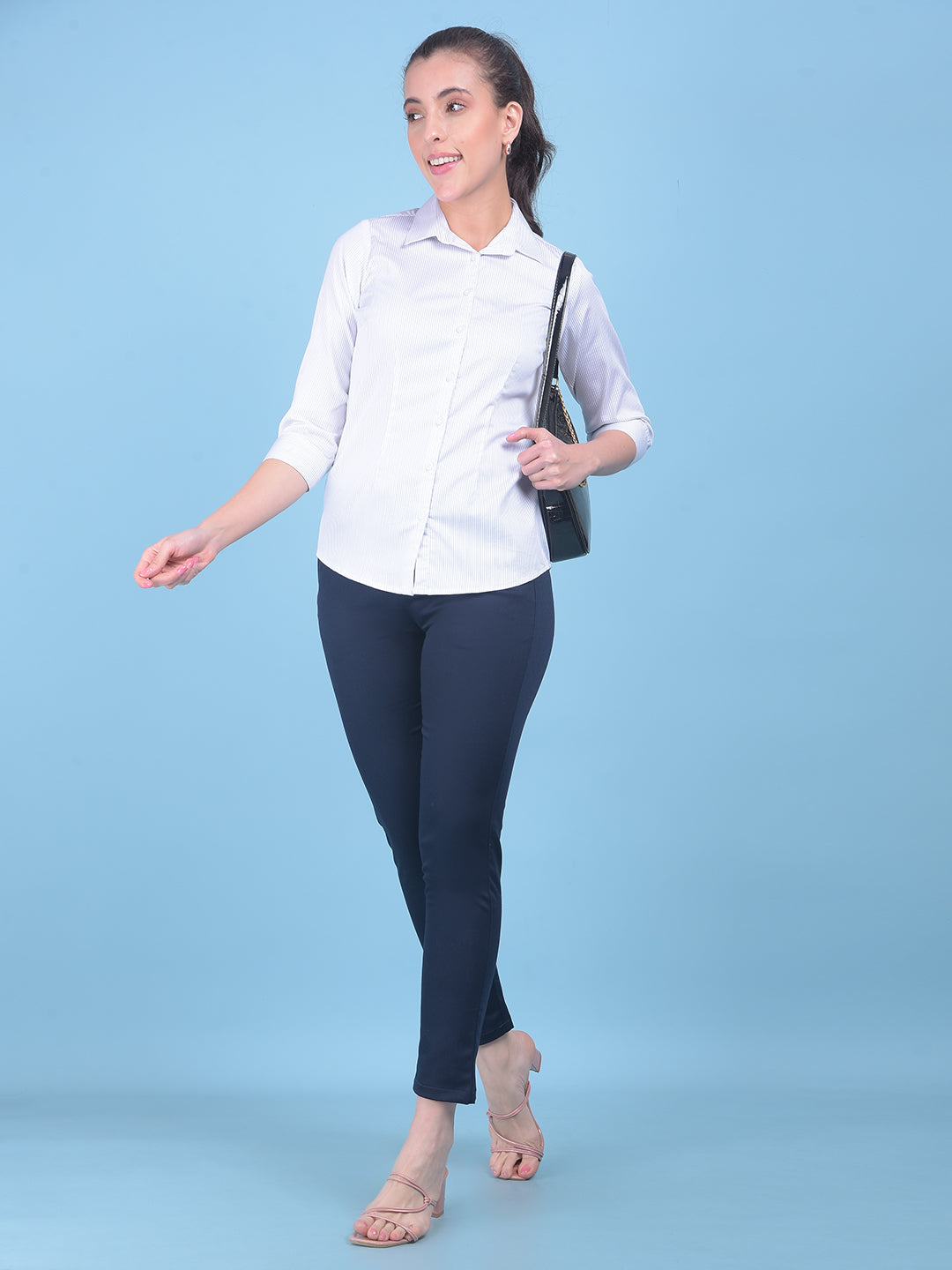 Navy Blue Trousers-Women Trousers-Crimsoune Club