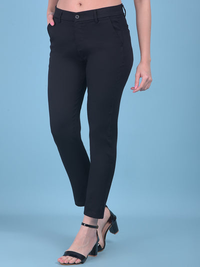 Navy Blue Slim Trousers-Women Trousers-Crimsoune Club