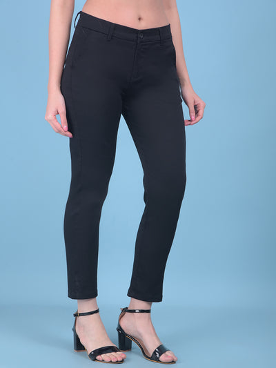 Navy Blue Slim Trousers-Women Trousers-Crimsoune Club