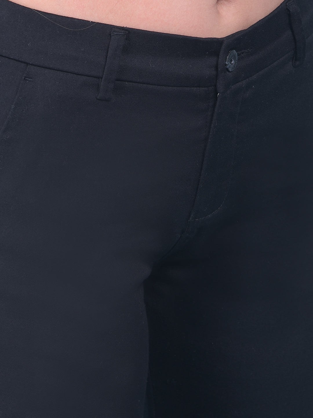 Navy Blue Slim Trousers-Women Trousers-Crimsoune Club
