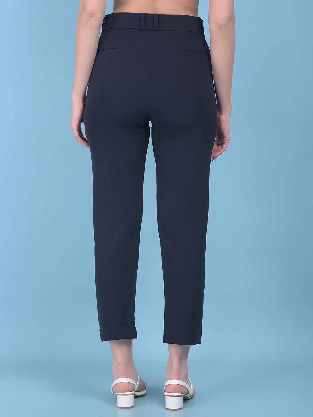 Blue Stretchable Trousers-Women Trousers-Crimsoune Club