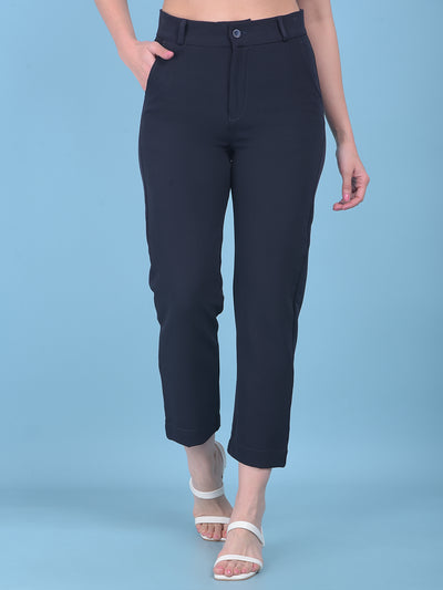 Blue Stretchable Trousers-Women Trousers-Crimsoune Club