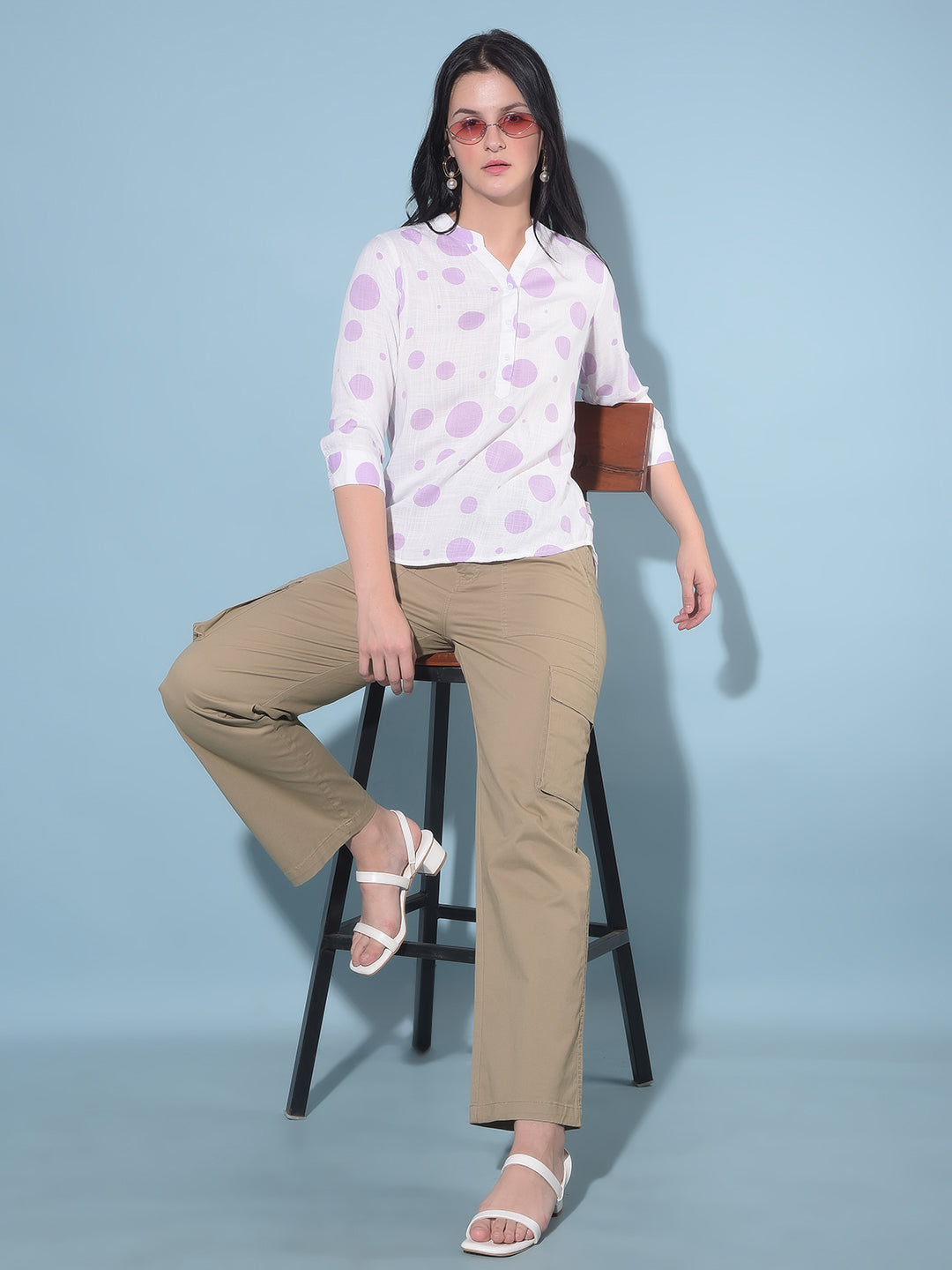 Khaki Cargo Trousers-Women Trousers-Crimsoune Club