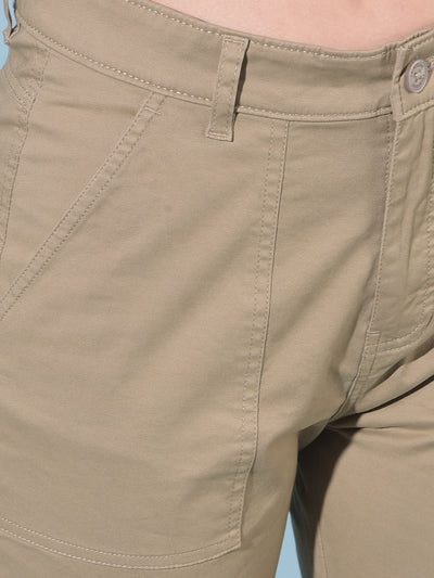 Khaki Cargo Trousers-Women Trousers-Crimsoune Club