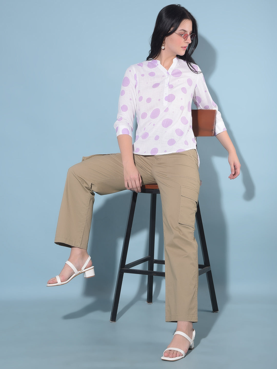 Khaki Cargo Trousers-Women Trousers-Crimsoune Club