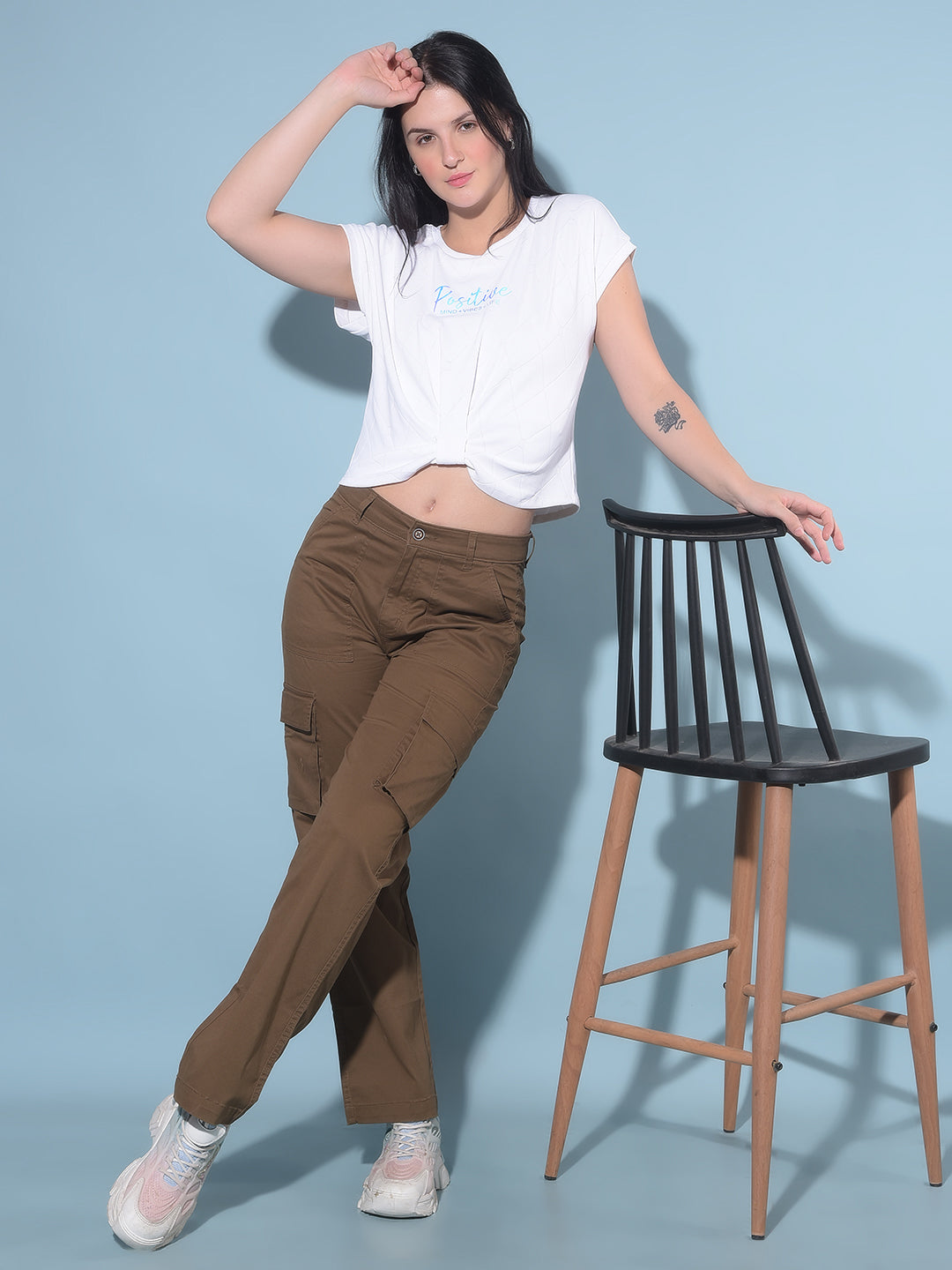 Brown Cargo Trousers-Women Trousers-Crimsoune Club