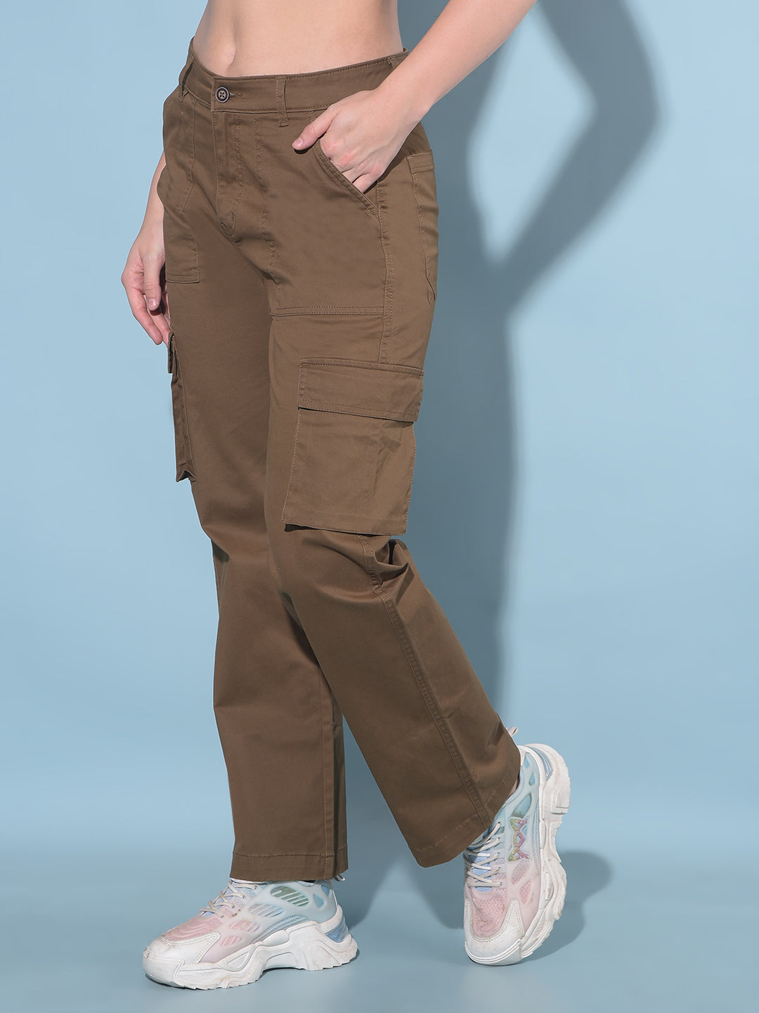 Brown Cargo Trousers-Women Trousers-Crimsoune Club