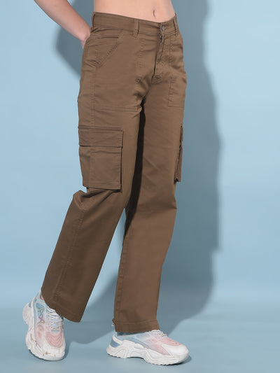 Brown Cargo Trousers-Women Trousers-Crimsoune Club