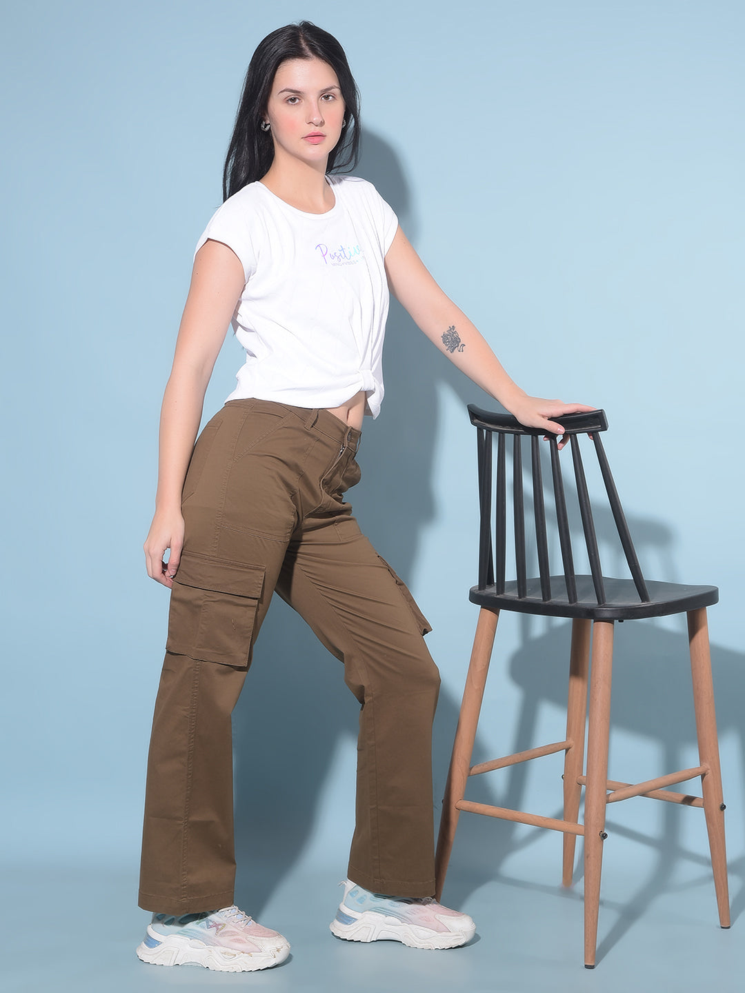 Brown Cargo Trousers-Women Trousers-Crimsoune Club