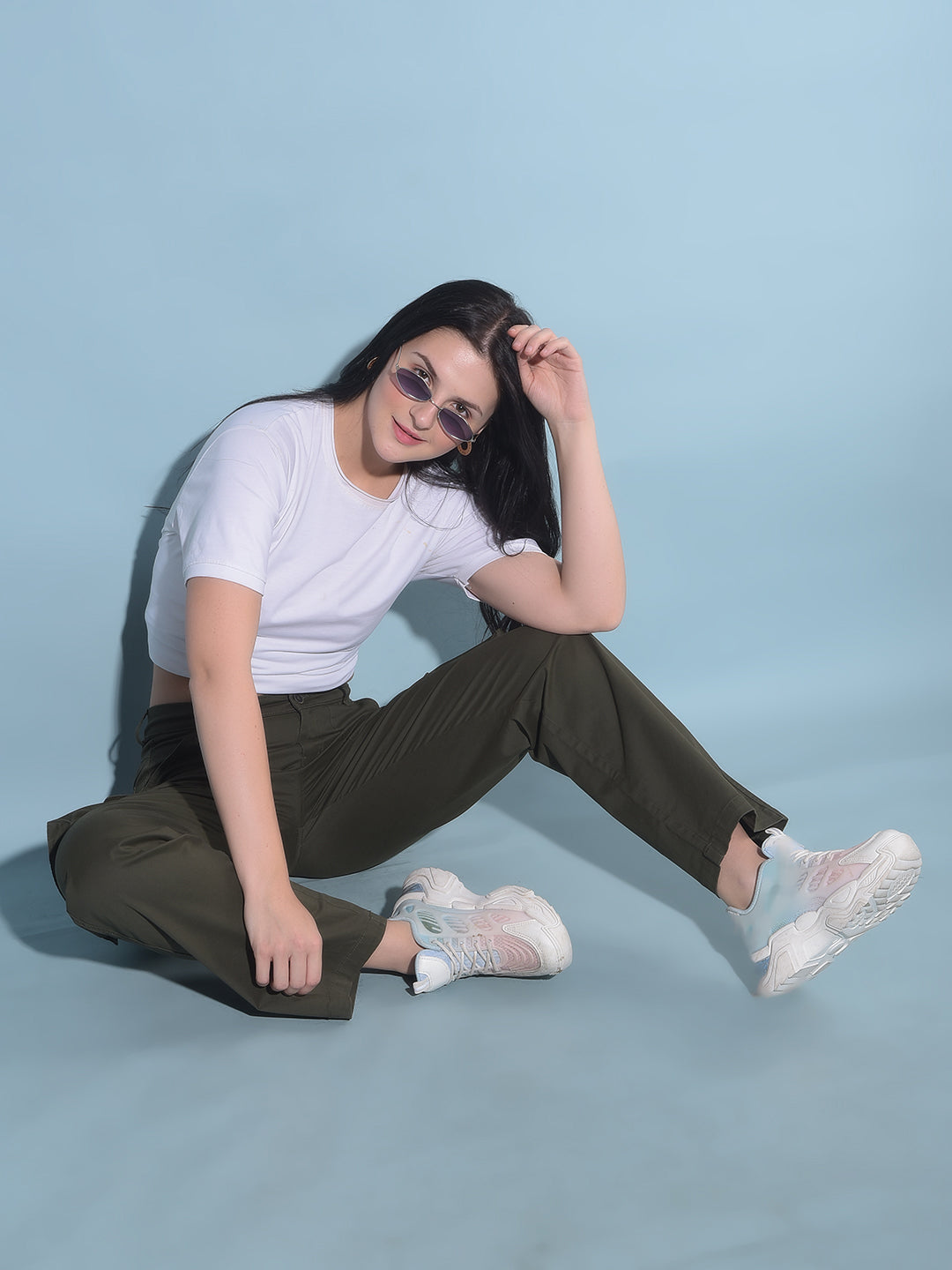 Olive Cargo Trousers-Women Trousers-Crimsoune Club