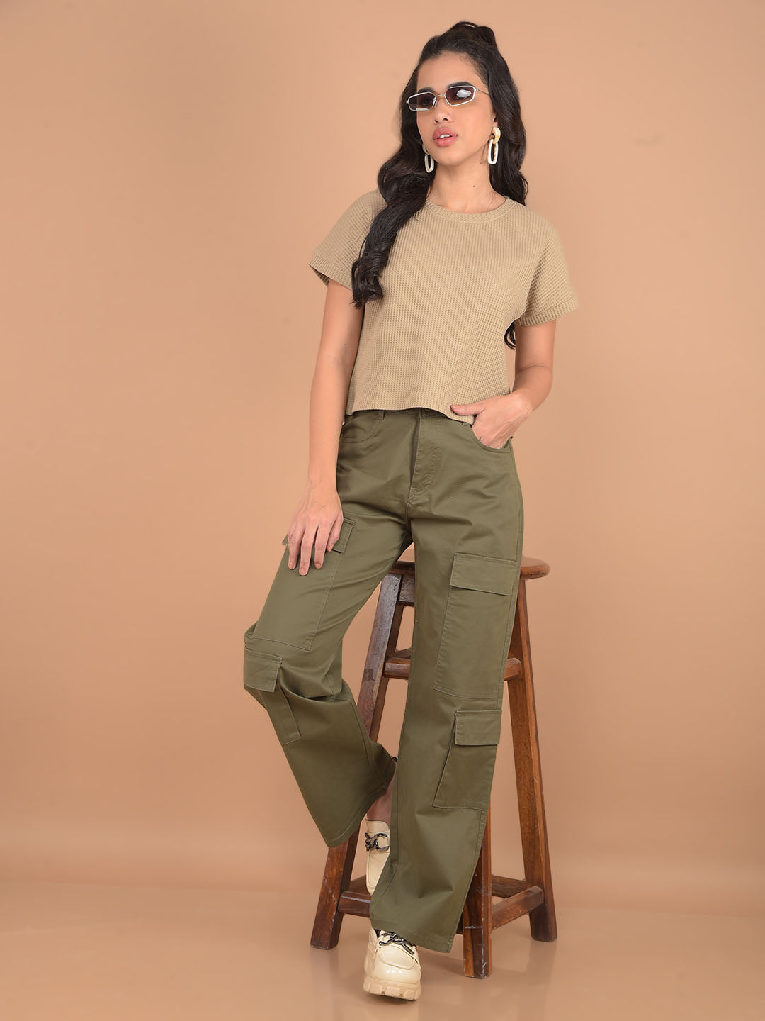 Loose Fit Olive Green Denim Pants Olive Loose Fit Cargo Trousers