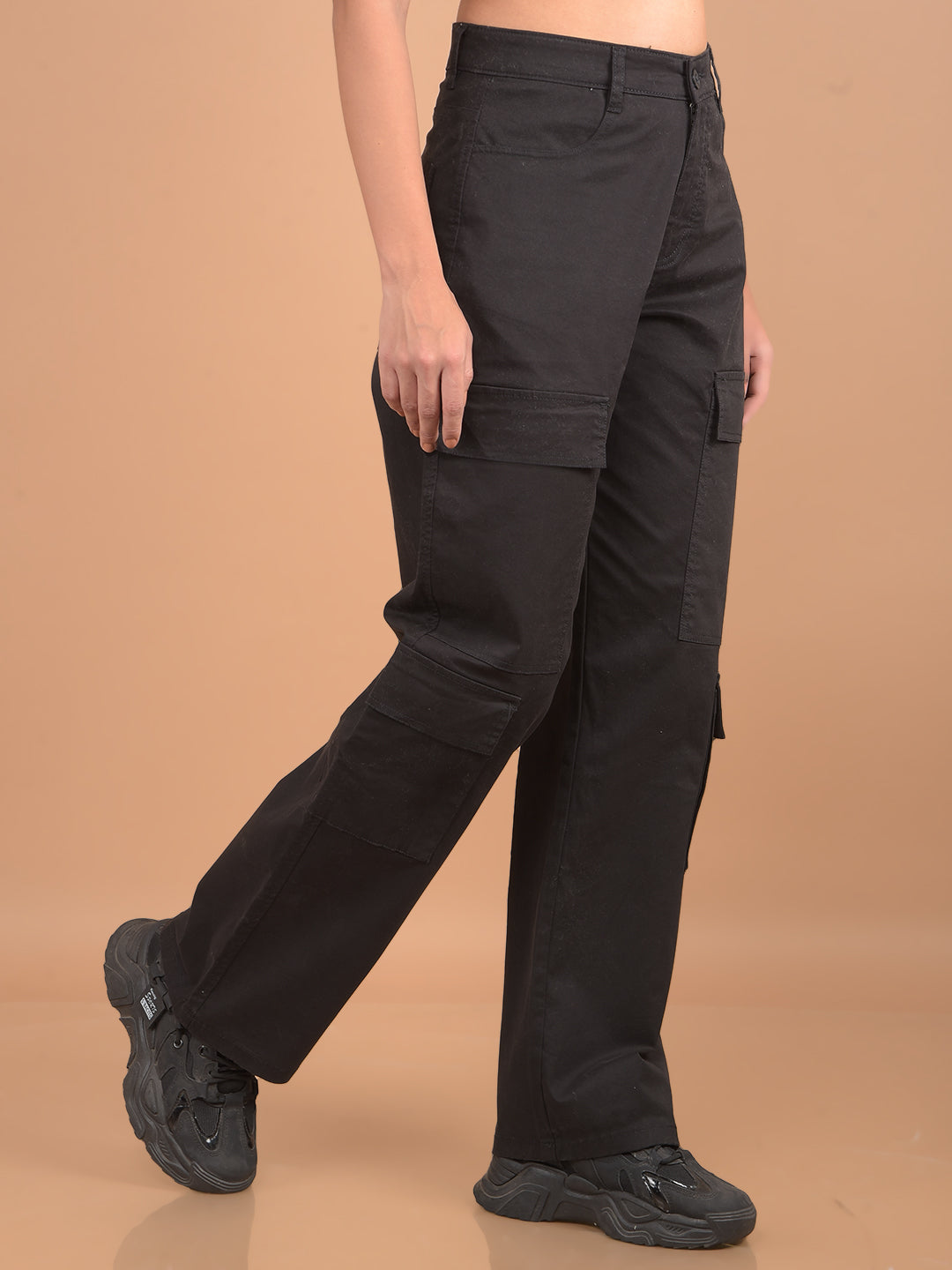 Black Loose Fit Cargo Trousers