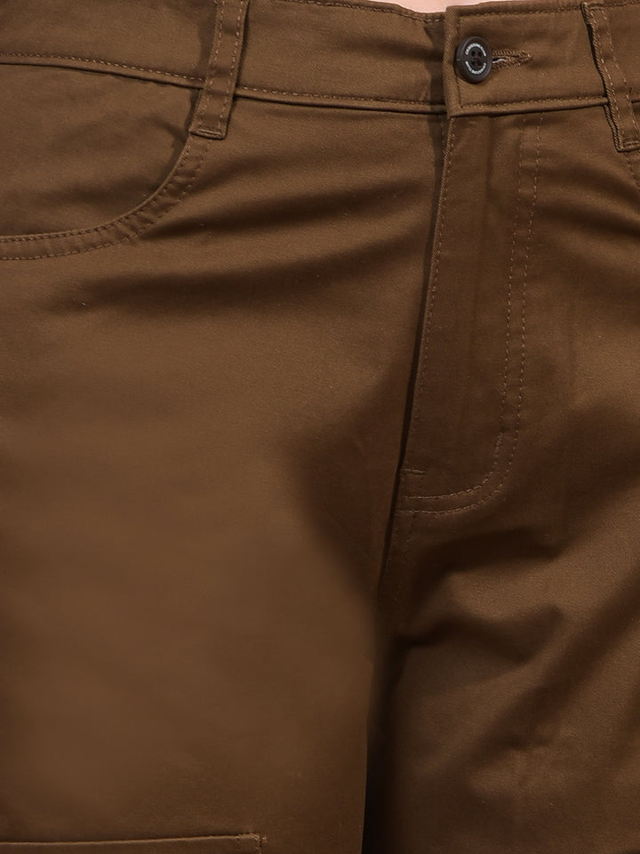 Women's Brown Cargo Trousers-Women Trousers-Crimsoune Club