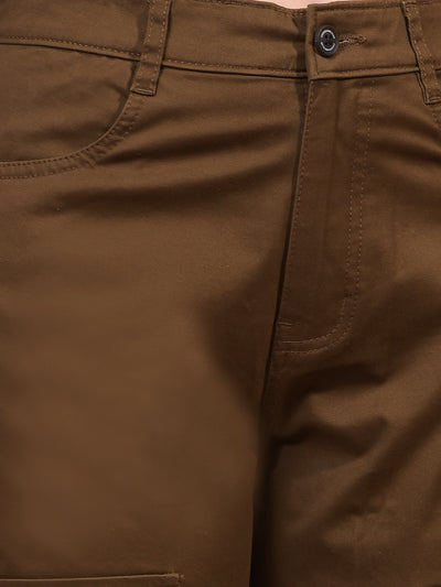 Women's Brown Cargo Trousers-Women Trousers-Crimsoune Club