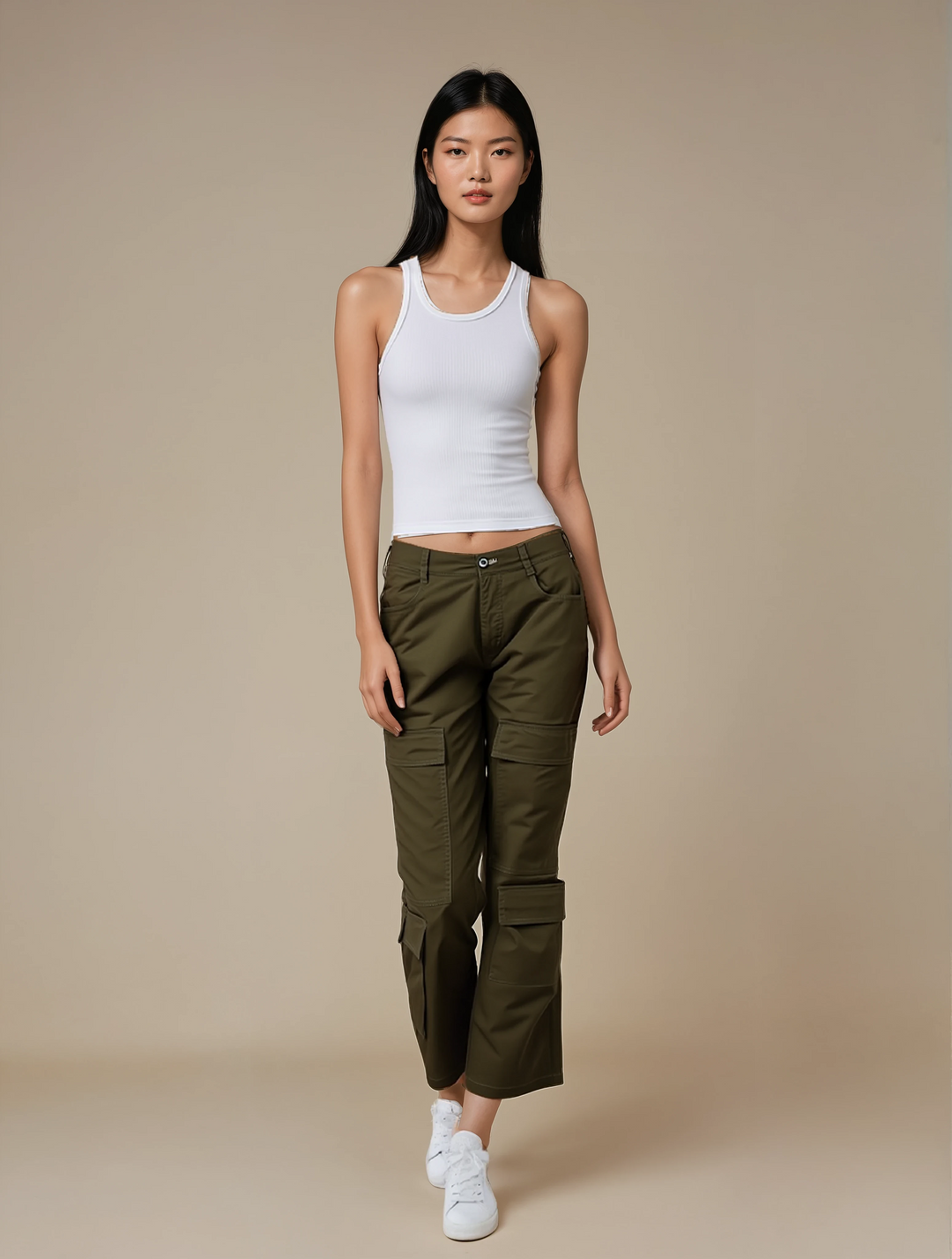 Women's Green Cargo Trousers-Women Trousers-Crimsoune Club
