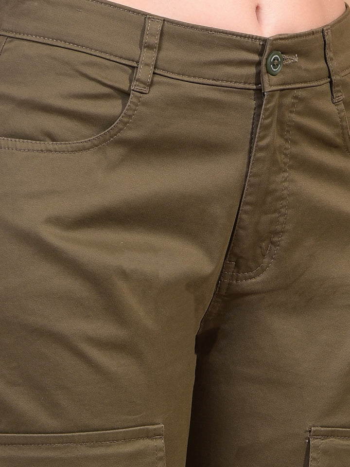 Women's Green Cargo Trousers-Women Trousers-Crimsoune Club