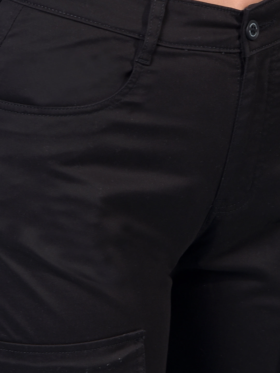 Women's Black Cargo Trousers-Women Trousers-Crimsoune Club