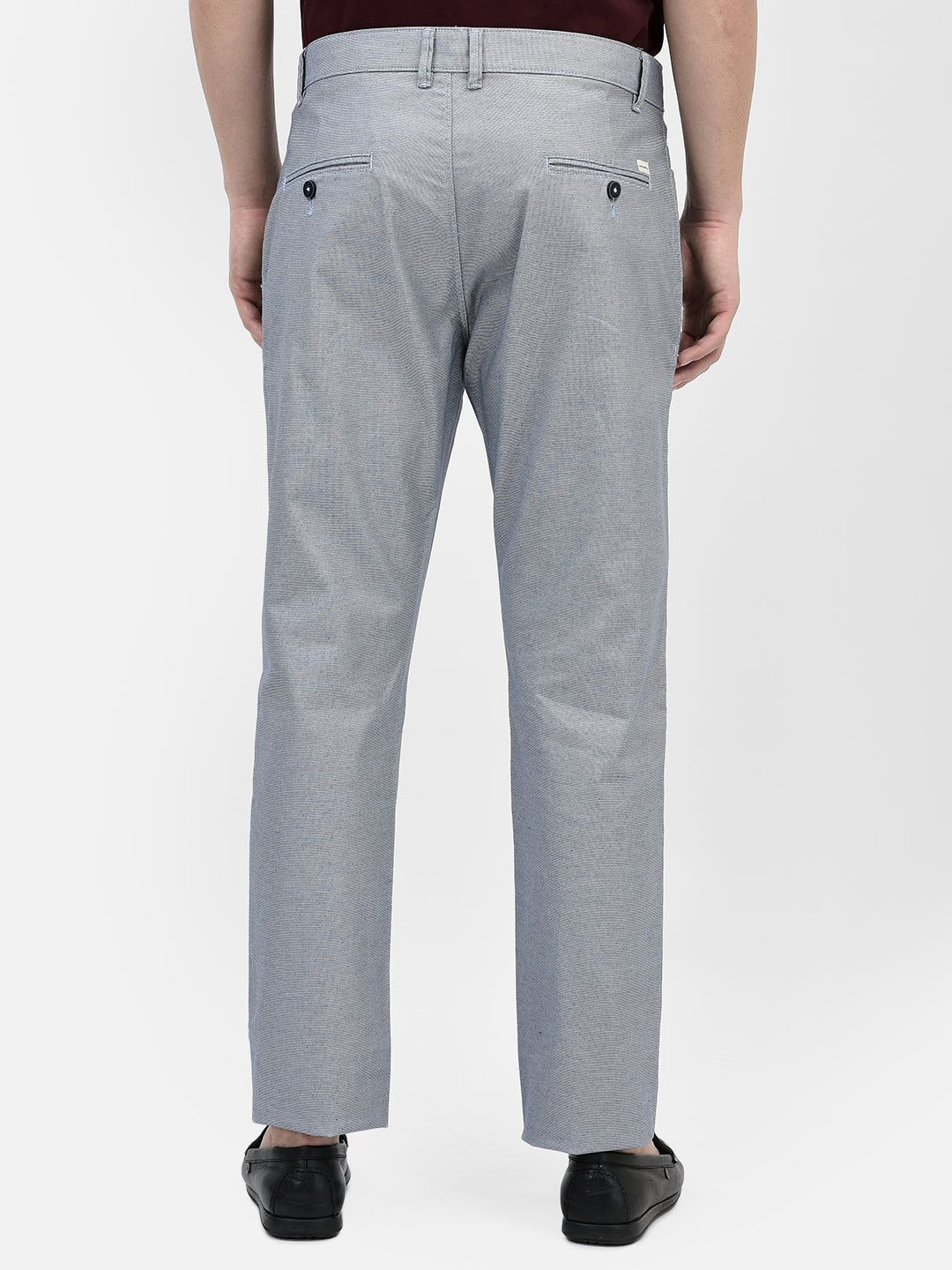 Blue Textured Trousers-Men Trousers-Crimsoune Club