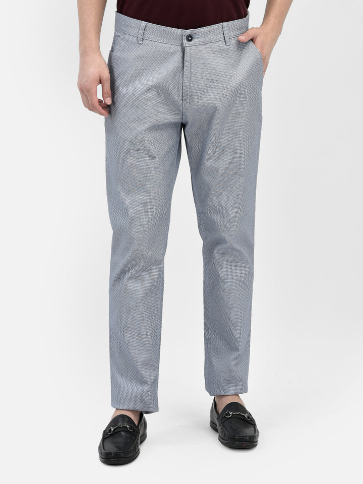 Blue Textured Trousers-Men Trousers-Crimsoune Club