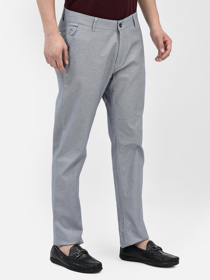Blue Textured Trousers-Men Trousers-Crimsoune Club