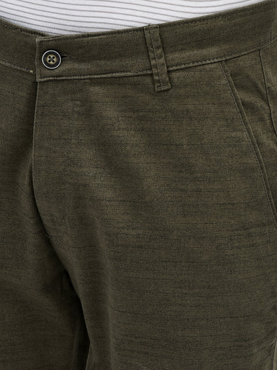 Olive Printed Chinos Trousers-Men Trousers-Crimsoune Club