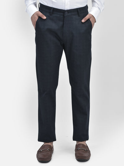 Printed Navy Blue Trousers-Men Trousers-Crimsoune Club