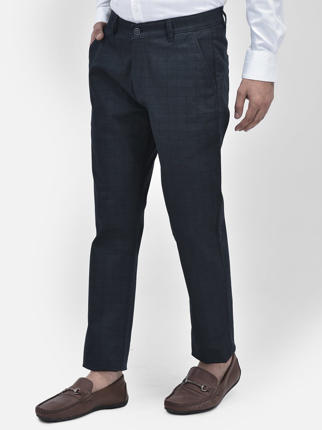 Printed Navy Blue Trousers-Men Trousers-Crimsoune Club