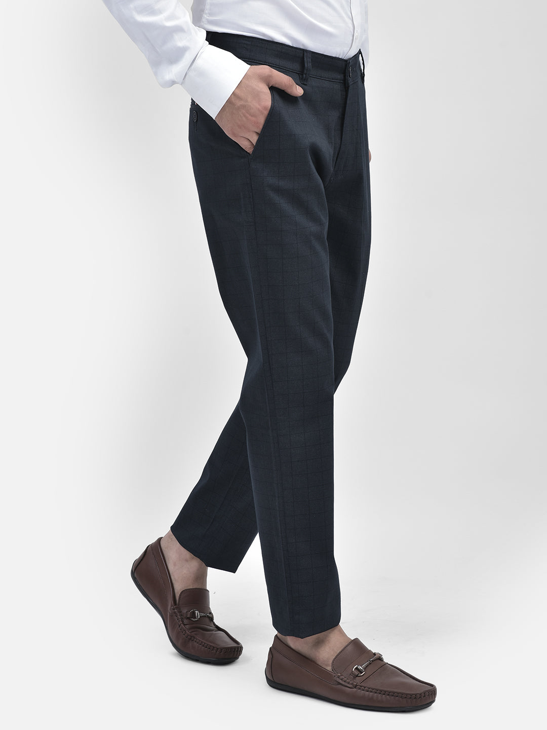 Printed Navy Blue Trousers-Men Trousers-Crimsoune Club