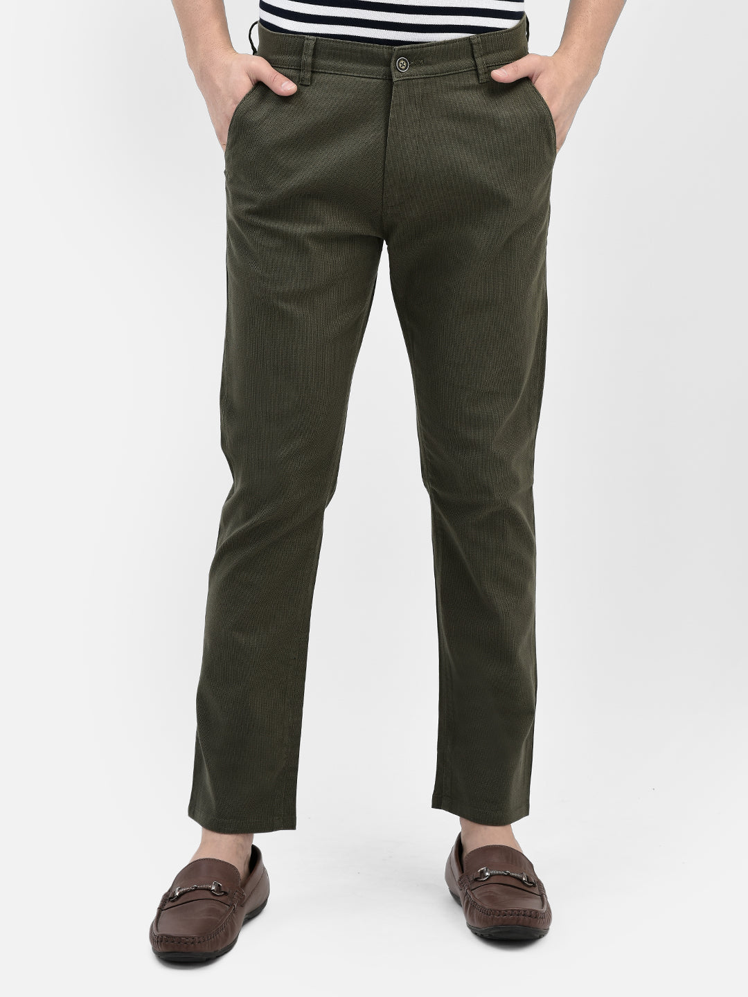 Olive Trousers-Men Trousers-Crimsoune Club