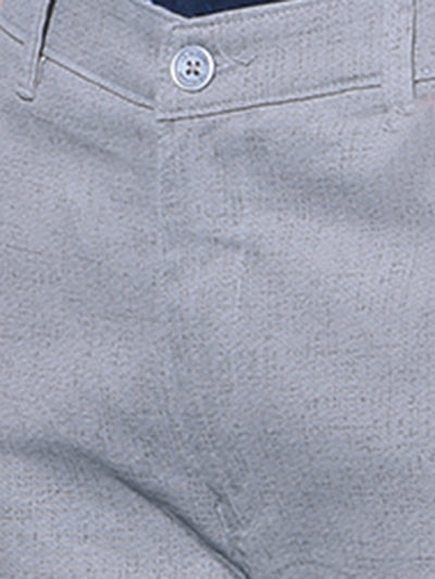 Grey Textured Printed Chinos Trousers-Men Trousers-Crimsoune Club