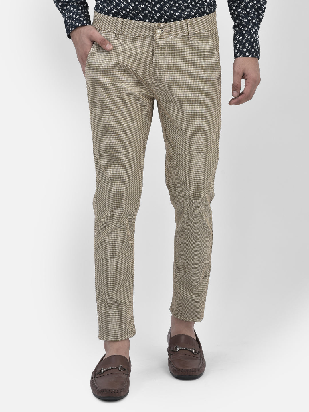 Beige Trousers-Men Trousers-Crimsoune Club