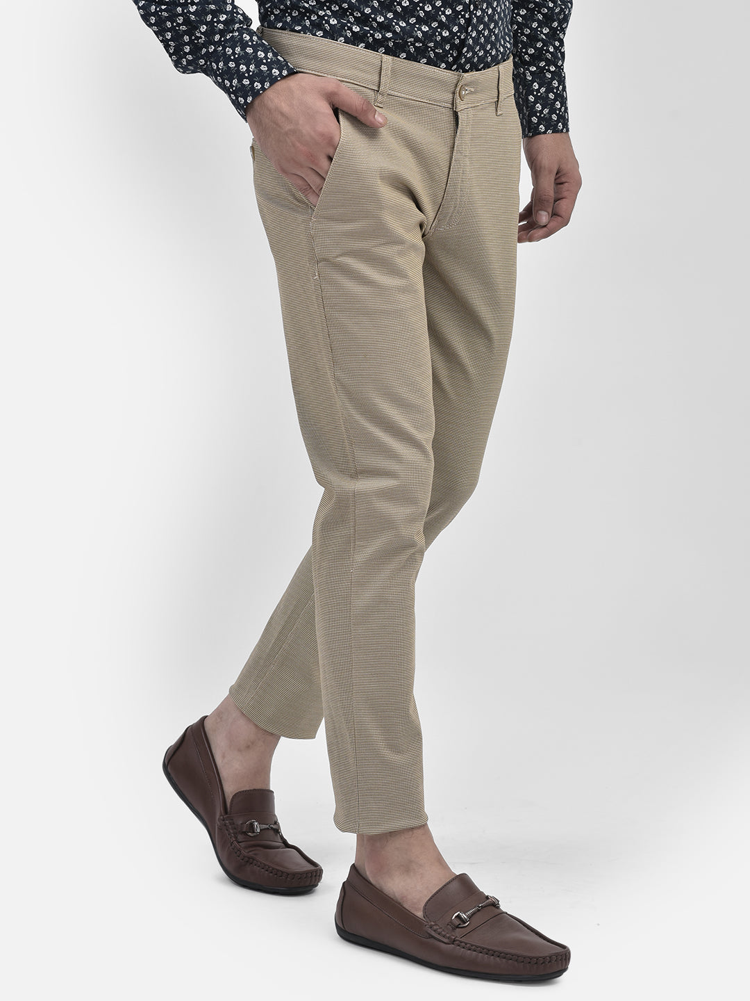 Beige Trousers-Men Trousers-Crimsoune Club