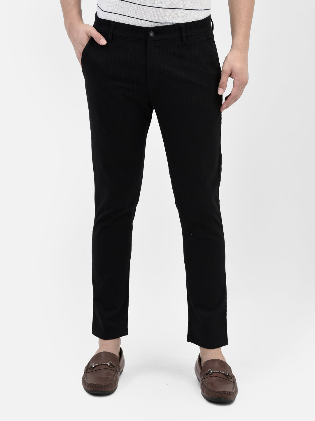 Striped Black Trousers-Men Trousers-Crimsoune Club