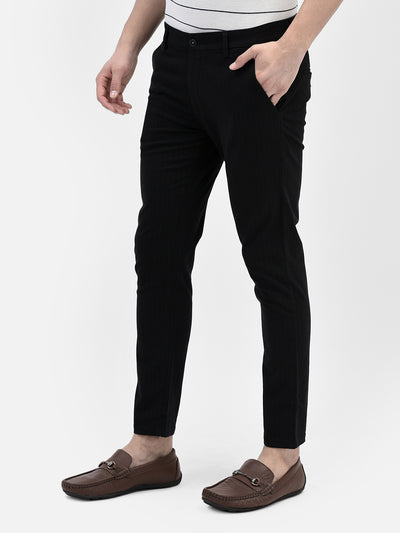 Striped Black Trousers-Men Trousers-Crimsoune Club