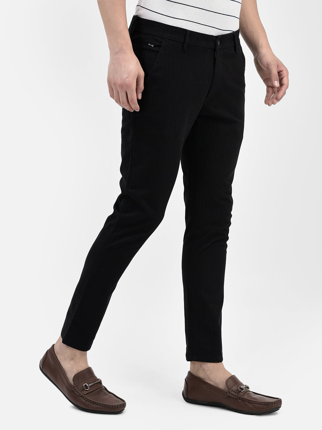 Striped Black Trousers-Men Trousers-Crimsoune Club