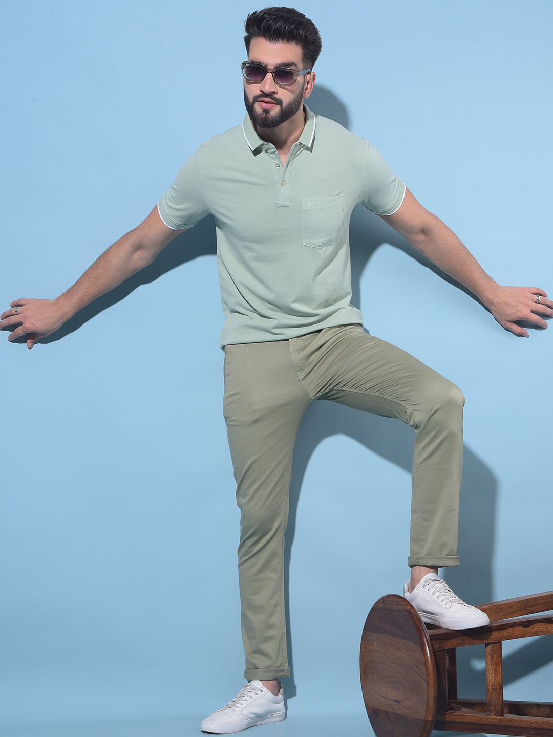 Green Stretchable Trousers-Men Trousers-Crimsoune Club