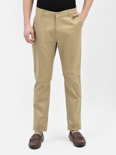 Beige Chinos Trousers-Men Trousers-Crimsoune Club