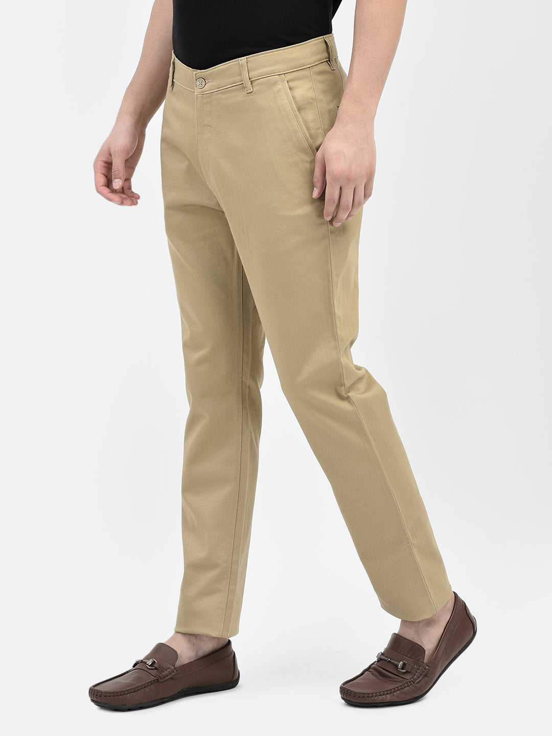 Beige Chinos Trousers-Men Trousers-Crimsoune Club