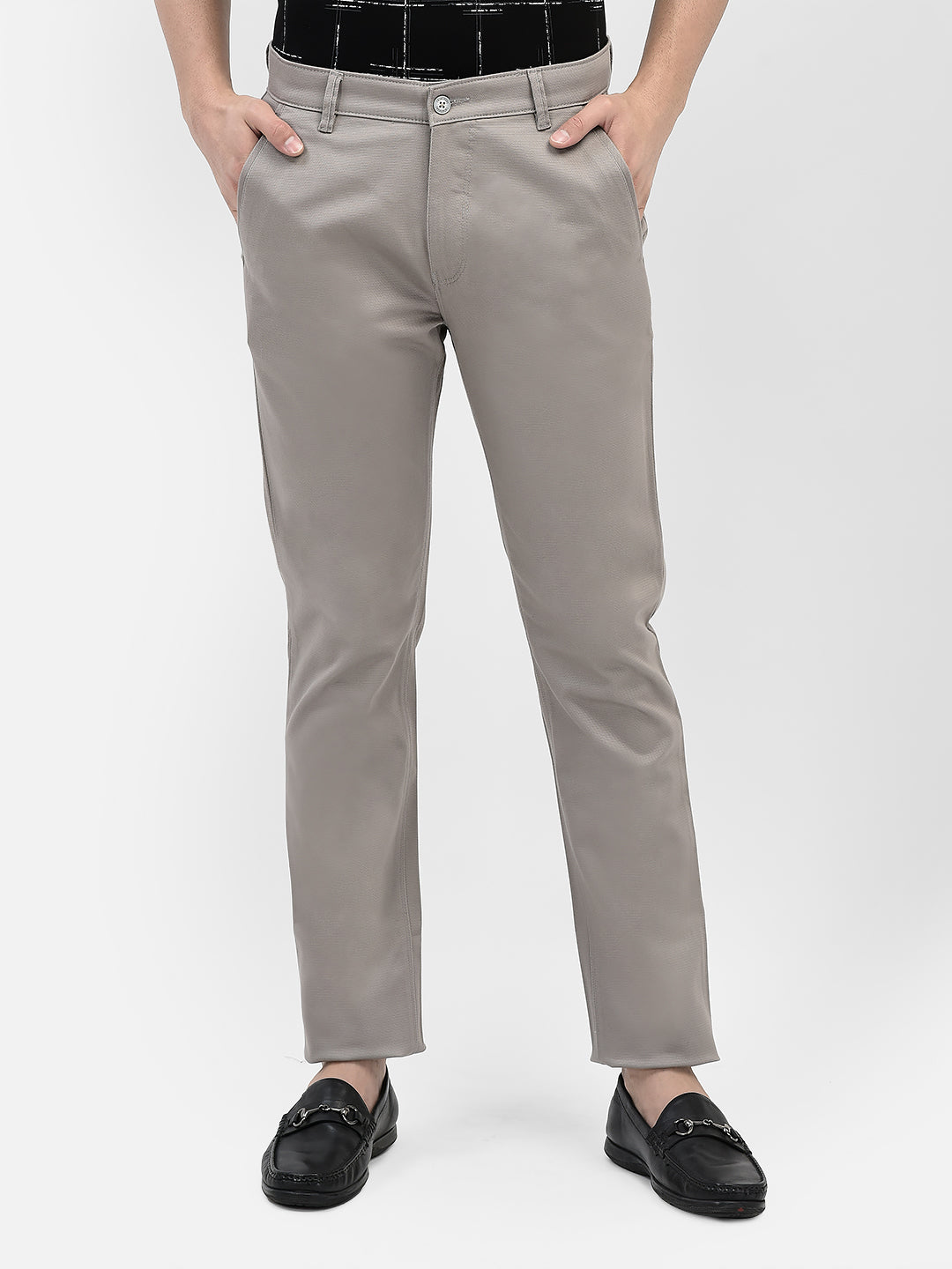 Grey Chinos Trousers-Men Trousers-Crimsoune Club