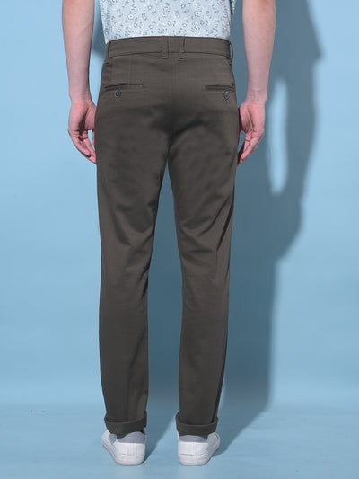 Olive Chinos Trousers-Men Trousers-Crimsoune Club