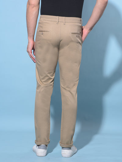 Beige Stretchable Trousers-Men Trousers-Crimsoune Club